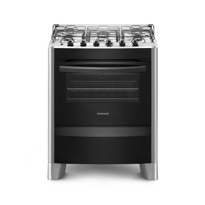 Fogão 5 Bocas Continental Automático Prata com Mesa de Inox (FC5CS) - Bivolt