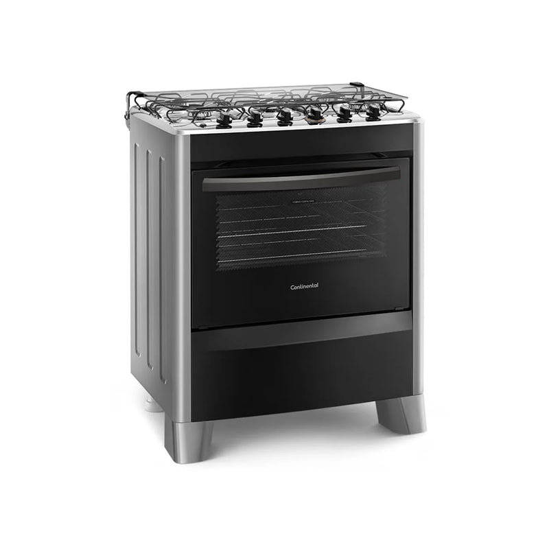 Fogão 5 Bocas Continental Automático Prata com Mesa de Inox (FC5CS) - Bivolt