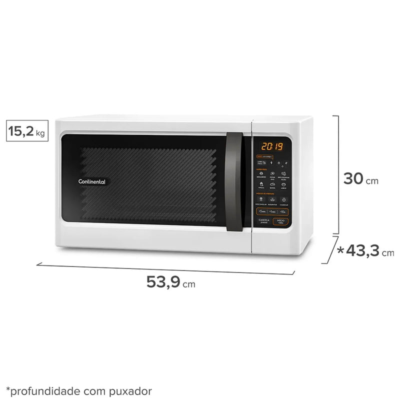 Micro-ondas Continental Branco 34 Litros com Função Descongelar (MC34B)