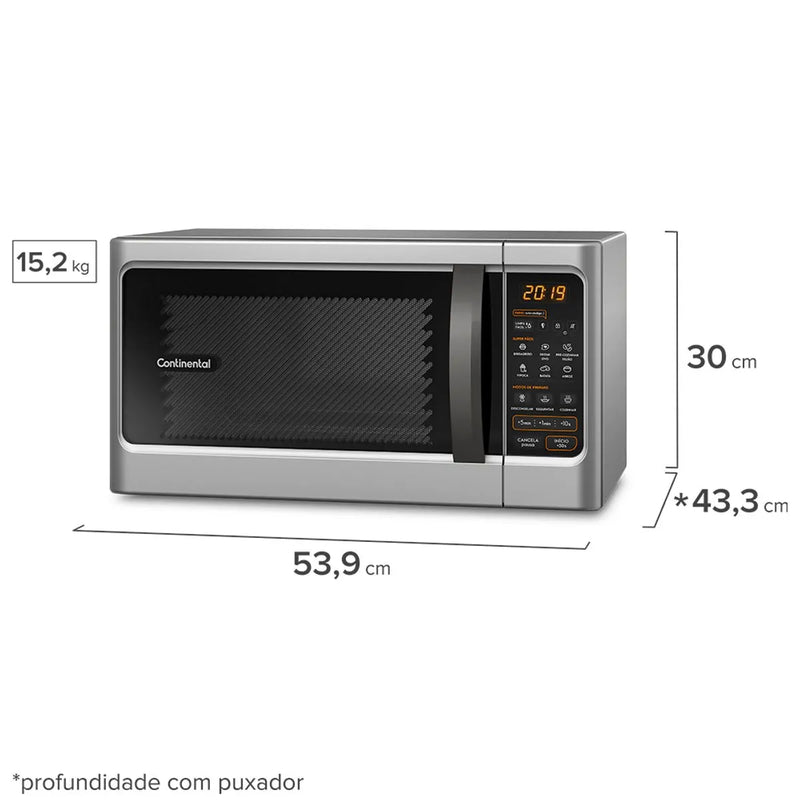 Micro-ondas Continental Prata 34 Litros com Função Descongelar (MC34S)