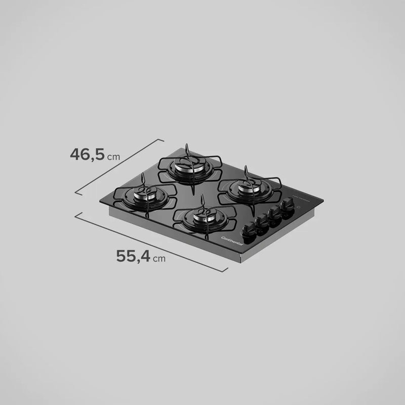 Cooktop 4 Bocas Continental a Gás de Vidro Temperado Preto (KC4GP) - Bivolt