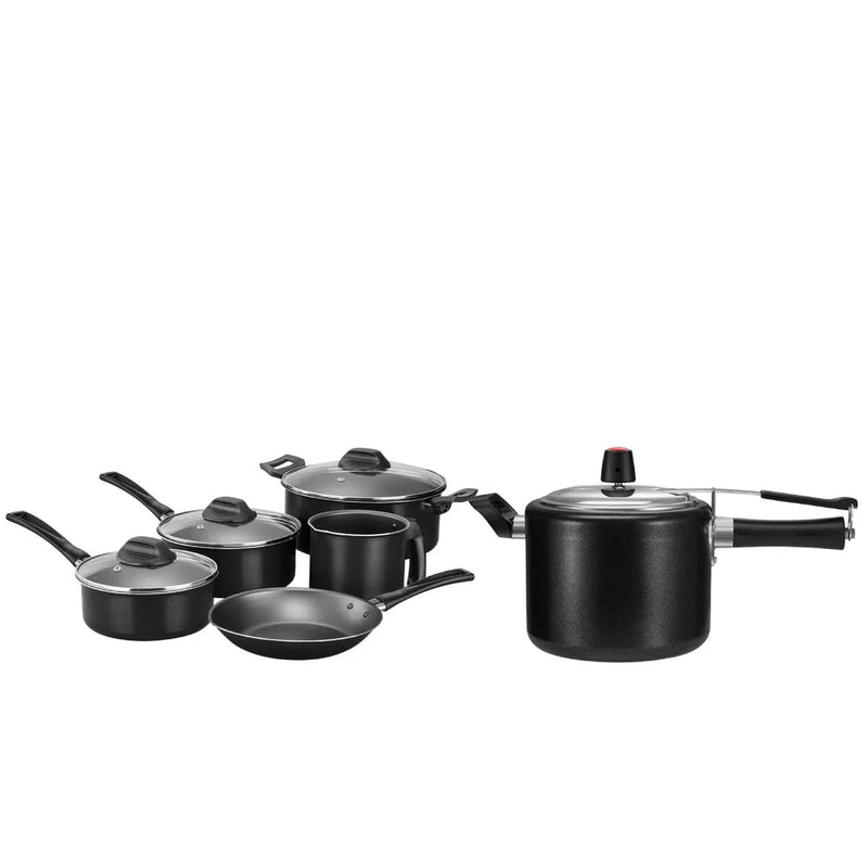 Kit Conjunto de Panelas Antiaderente 5 Peças Preto + Panela de Pressão Antiaderente 4,5L Continental