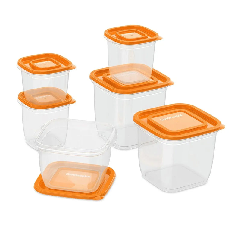 Conjunto de Potes de Plástico Laranja Continental - 6 Unidades