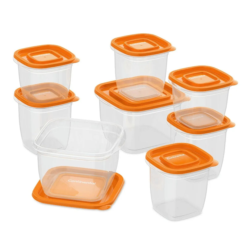 Conjunto de Potes de Plástico Laranja Continental - 8 Unidades