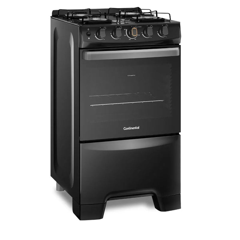 Fogão 4 Bocas Continental Preto Automático com TOPLimpaFácil e Mesa de Vidro (FC4FP) - Bivolt