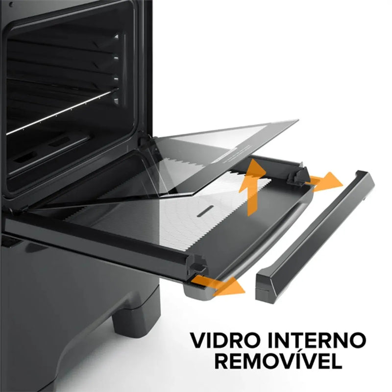 Fogão 4 Bocas Continental Preto Automático com TOPLimpaFácil e Mesa de Vidro (FC4FP) - Bivolt