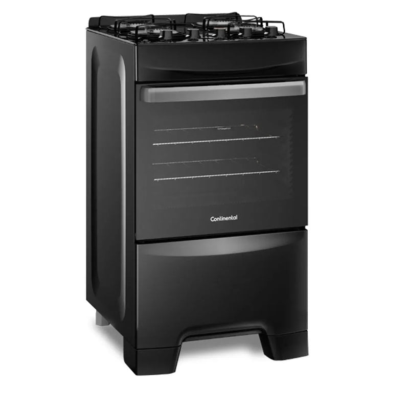 Fogão 4 Bocas Continental Preto Automático com TOPLimpaFácil e Mesa de Vidro (FC4GP) Premium - Bivolt