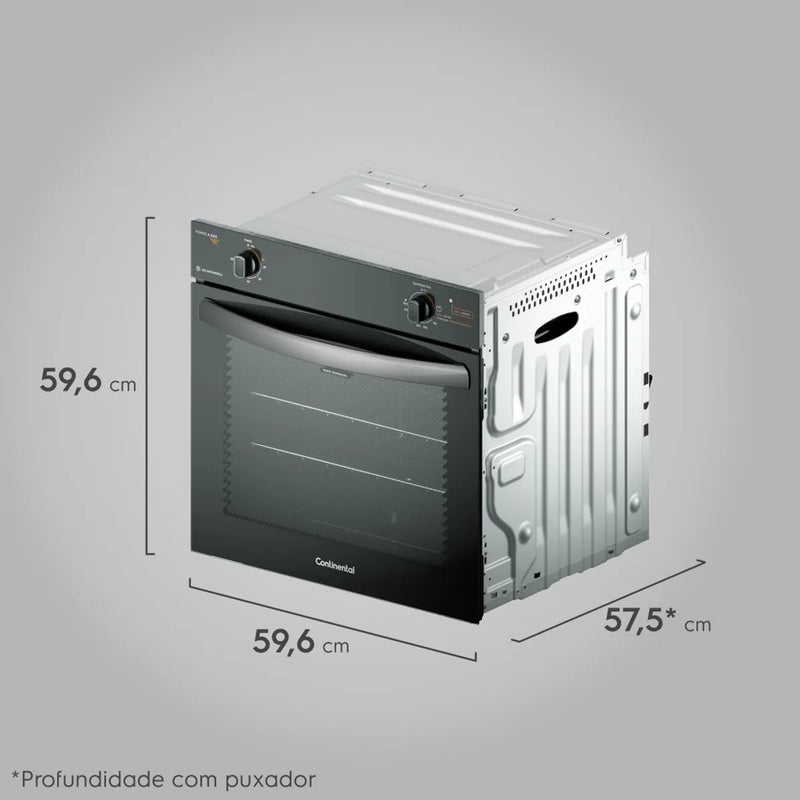 Torre de Cocção com Micro-ondas de Embutir 27L Preto (MC2EP) + Forno de Embutir a Gás 80L (OC8GM) Continental